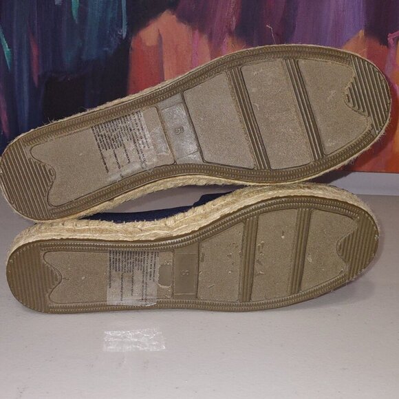 Aerie Navy Canvas Espadrilles Slip-On Flats Super Shady 100% Cotton Size 8 NWOT - Picture 8 of 9